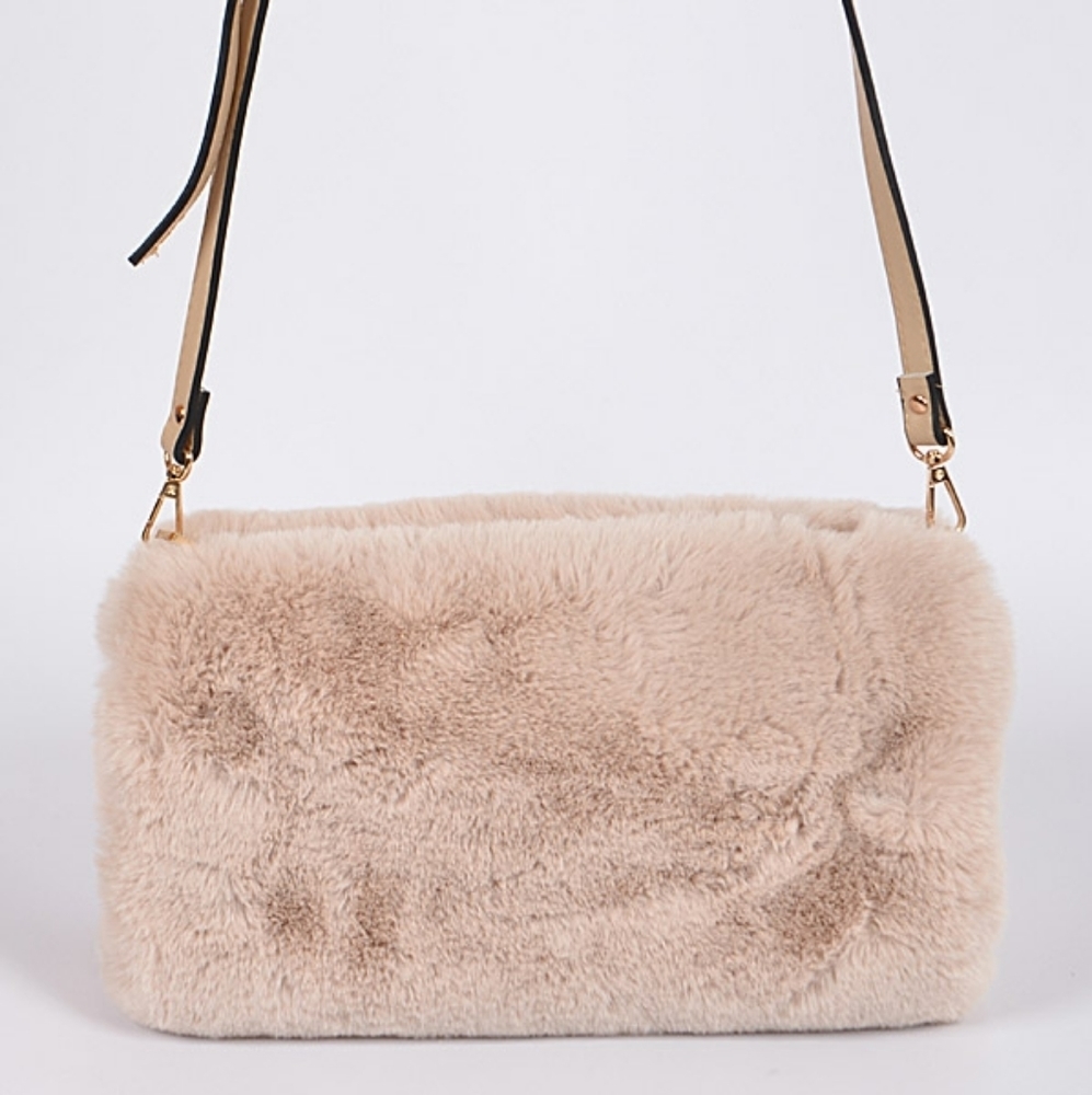 Faux fur clutch cross body